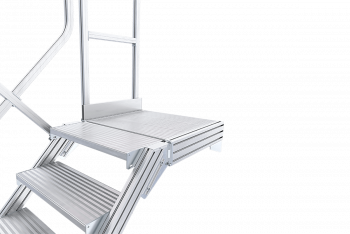 Stationäre Treppe mit Podest, 45° Neigung, Aluminiumkonstruktion