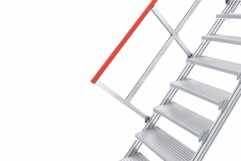 Stationäre Treppe mit Podest, 45° Neigung, Aluminiumkonstruktion