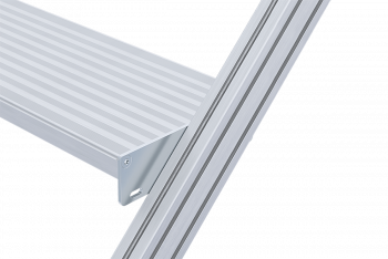 Stationäre Treppe mit Podest, 45° Neigung, Aluminiumkonstruktion