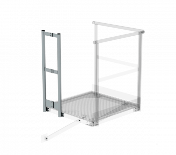 Verzinktes Geländerelement mit variablem Verstellbereich von 275–410 mm für stabile und sichere Podestgeländer.