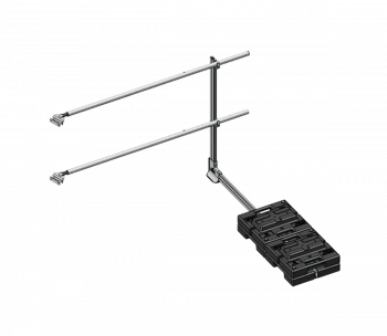 Seitliches Ausstiegsgeländer 2 m mit Ballastgewichten als Absturzsicherung für Steigleiter nach DIN EN ISO 14122-4