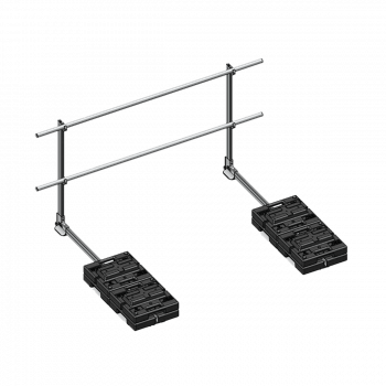 Freistehendes Ausstiegsgeländer 2 m mit Ballastgewichten als Absturzsicherung für Steigleiter nach DIN EN ISO 14122-4