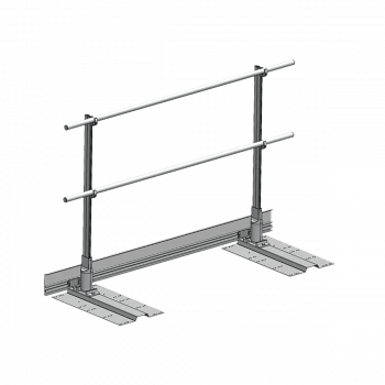 Seitliches Ausstiegsgeländer 2 m mit Fußleiste und Montageset für Metalldach-Deckschale zur Absturzsicherung