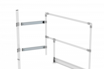 Aluminium Verlängerung Distanzstück Montagesatz mit zwei Holmprofilen und Montagematerial zur Befestigung am Ausstiegsholm