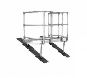 Rettungspodest aus Aluminium für Dachausstieg nach DIN 14094-2 mit Edelstahl-Verbindungen, Sicherheitsgeländer und optionaler Türe