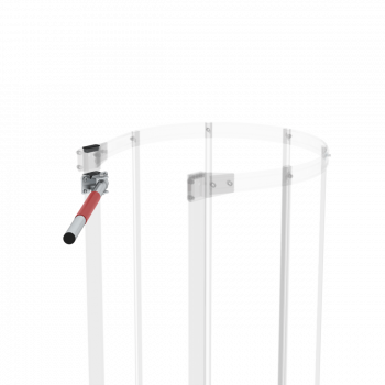 Sicherungsschranke für Steigleitern – selbstschließend, horizontal schwenkbar, Anschlag links oder rechts, Länge 630 mm, mit gummiertem Griff