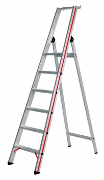 Alu Stufen-Stehleiter mit Sicherheitsbrücke, einseitig begehbar (SC80)