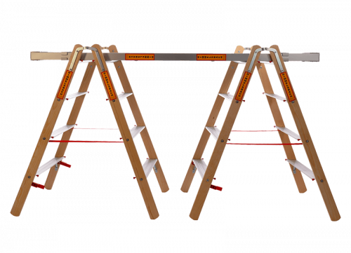 Holz/Alu Stufenstehleiter (Breitleiter)
