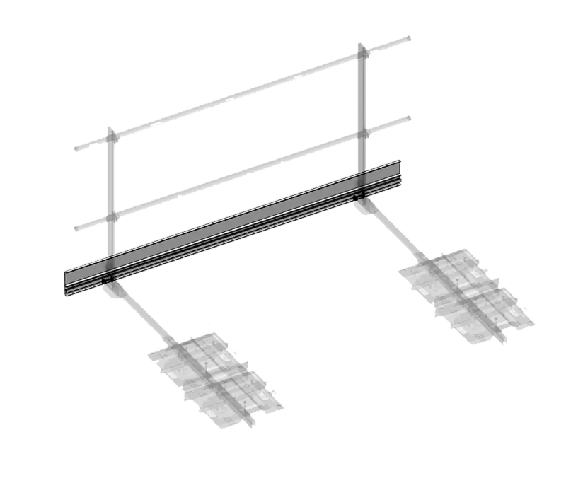 Fußleiste 2 m als Zubehör für freistehendes Ausstiegsgeländer mit Montagematerial zur Absturzsicherung