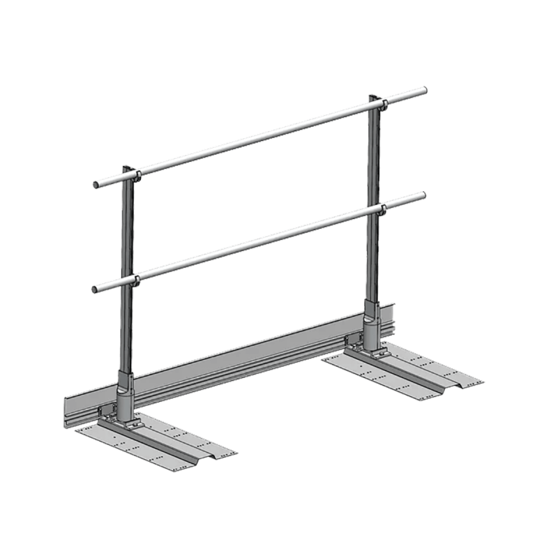 Seitliches Ausstiegsgeländer 2 m mit Fußleiste und Montageset für Metalldach-Deckschale zur Absturzsicherung