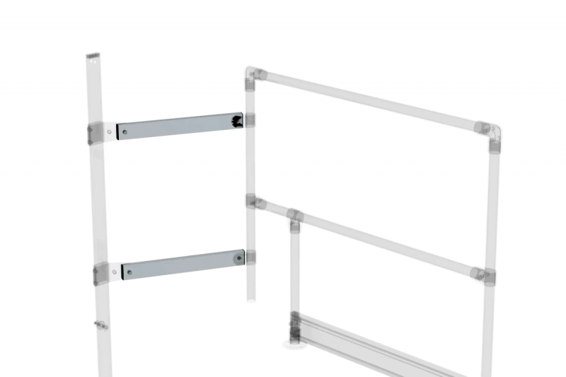 Aluminium Verlängerung Distanzstück Montagesatz mit zwei Holmprofilen und Montagematerial zur Befestigung am Ausstiegsholm