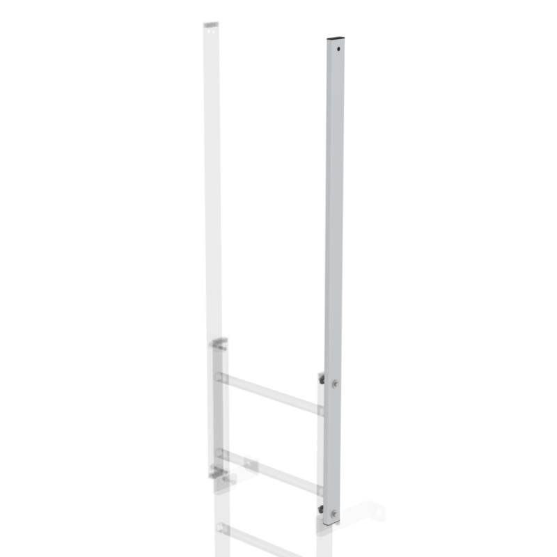 Ausstiegsholm für Steigleitern, gerade – Länge 1.600 mm, Nutzlänge 1.200 mm, erhältlich in Alu eloxiert, Alu blank, Stahl verzinkt oder Edelstahl V2A