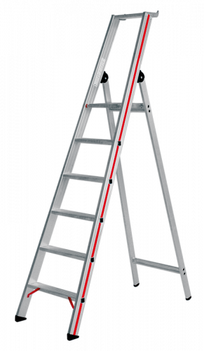 Alu Stufen-Stehleiter mit Sicherheitsbrücke, einseitig begehbar (SC80)